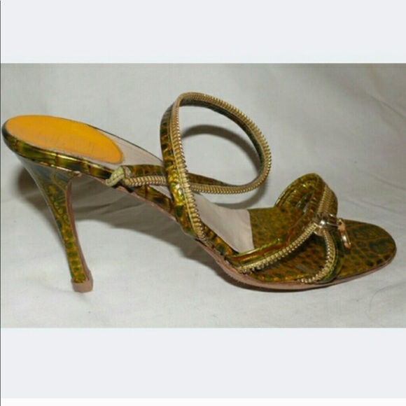 Vintage Christian Dior Heels Green Snakeskin 8/8.5 - Picture 2 of 4